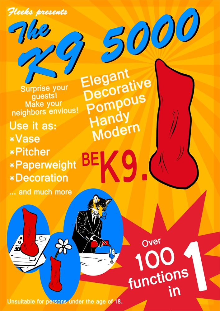 advertisement anthro butler canid canine commercial decoration digital_media_(artwork) e621 english_text eurofurence fleeks fox humor male mammal pitcher poster poster_template solo suggestive text vase