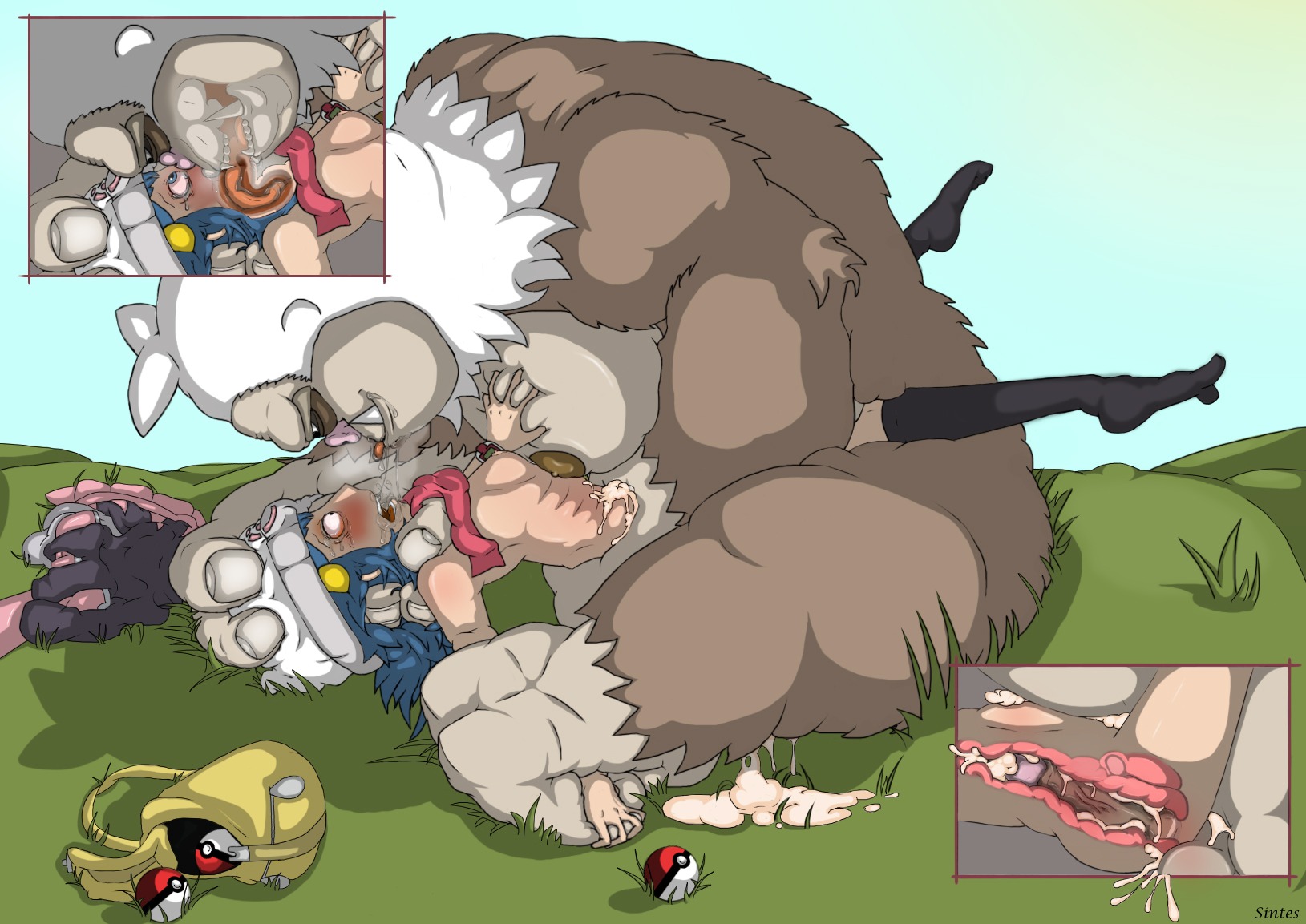 ape black_socks boots breasts color dawn_(pokemon) day extreme_french_kiss female feral french_kiss fur haplorhine human insertion interspecies kissing male nipples nude outdoors penis pokedom pokemon pokephilia primate rape rule34 sex side_view sintes size_difference slaking socks straight tagme
