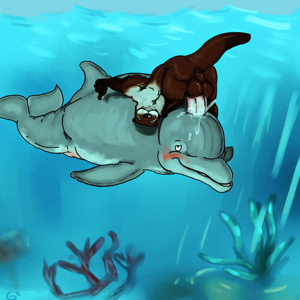 1:1 anus aquatic backsack balls big_balls big_penis blowhole blowhole_penetration blush bodily_fluids cetacean cum cum_in_blowhole cum_in_water cum_inside cum_on_face cum_underwater digitigrade dolphin duo e621 erection female female_penetrated feral feral_penetrated fully/fully_submerged fully_submerged gabusan genital_fluids genitals gesture green_eyes hand_gesture hi_res interspecies larger_female larger_penetrated male male/female male_penetrating male_penetrating_female mammal mustelid nasal nasal_penetration nude oceanic_dolphin otter penetration penile penile_penetration penis penis_in_blowhole sex sex_in_water size_difference slightly_chubby smaller_male thumbs_up toothed_whale underwater underwater_sex unusual_penetration upside_down vaginal_fluids vulva water