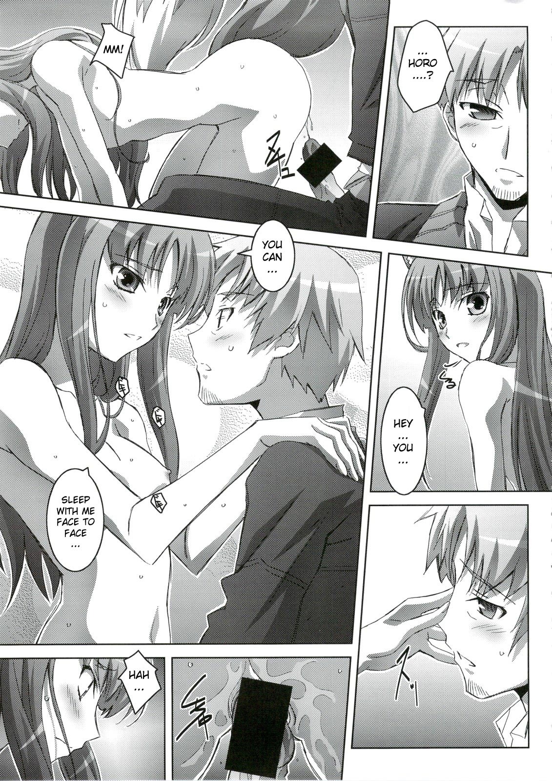 2008 animal_humanoid bodily_fluids breasts canid canid_humanoid canine canine_humanoid canis censor_bar censored clothed clothing comic cum dialogue duo e621 english_text erection female from_behind_position genital_fluids genitals greyscale hi_res holo_(spice_and_wolf) human humanoid ineffective_censorship izumi_mahiru kraft_lawrence male male/female mammal mammal_humanoid monochrome nude penis sex spice_and_wolf sweat tail text vulva wolf wolf_humanoid