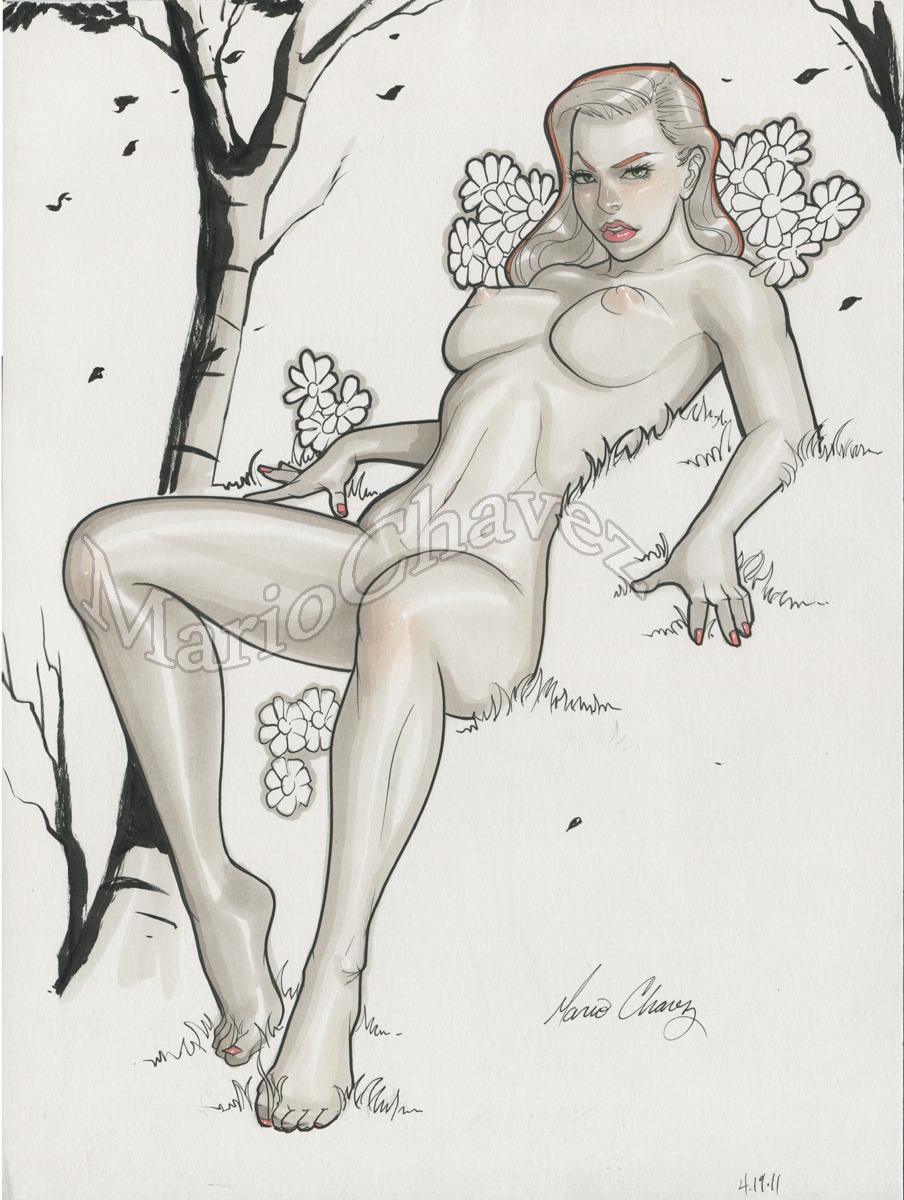 1girls 2011 batman_(series) dc dc_comics female female_only mario_chavez poison_ivy rule34 signature solo tagme text watermark