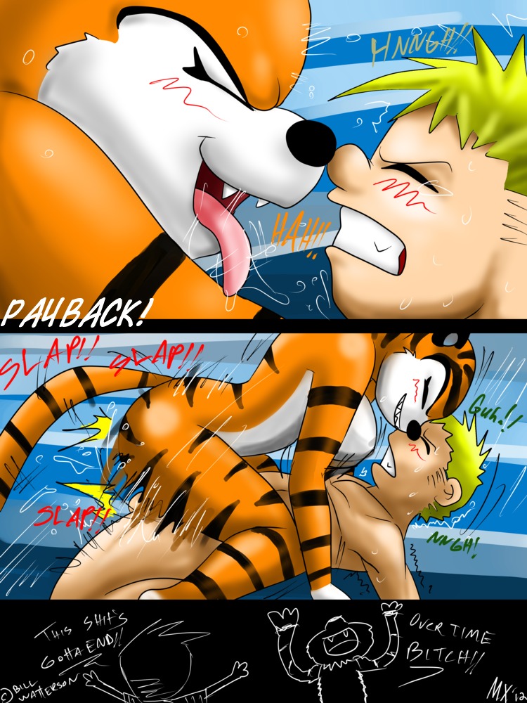 2012 3:4 blonde_hair blush bodily_fluids breasts butt calvin_(calvin_and_hobbes) calvin_and_hobbes comic countershading cowgirl_position crossgender cum dialogue digital_media_(artwork) dominant dominant_female duo e621 english_text eyes_closed face_to_face fangs fast_sex felid female female_on_top female_penetrated from_front_position genital_fluids genitals grin hair hobbes human interspecies male male/female male_on_bottom male_penetrating male_penetrating_female mammal monkeyxflash mtf_crossgender nude on_bottom on_top overstimulation pantherine penetration penile penile_penetration penis penis_in_vagina rough_sex sex simple_background slap_(sound_effect) smile straddling stripes tail teeth text tiger tongue tongue_out vaginal vaginal_penetration vulva