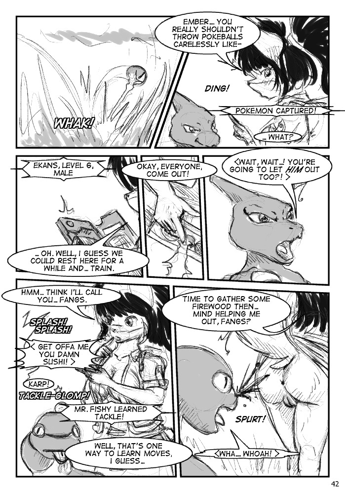 anus black_hair blood blush bodily_fluids butt canid canine charmeleon comic e621 ekans english_text female feral fox generation_1_pokemon genitals greyscale group hair mammal monochrome nintendo nosebleed plump_labia pokedex pokemon pokemon_(species) pokemon_speak reptile rodent s'zira s-nina scalie sciurid snake text tree_squirrel vulva