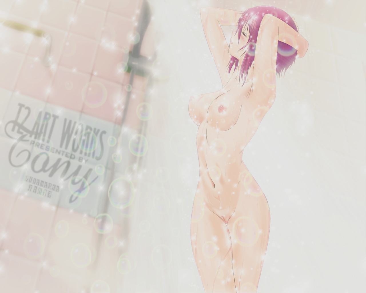 1girls arms_behind_head bathing blush breasts bubble female female_only gundam gundam_seed gundam_seed_destiny indoors lunamaria_hawke navel nipples nude open_mouth purple_hair pussy rule34 short_hair short_purple_hair shower showering solo straight_hair taka_tony tile_floor tiles uncensored wallpaper wet wet_body