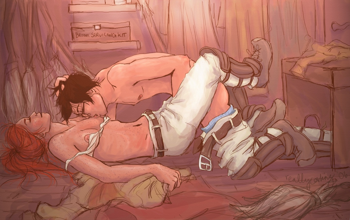 1boy 1girls ambiguous_penetration bra_down breast_sucking breasts broom broomshed broomstick closet consensual english_text female foreplay freckles ginny_weasley gryffindor happy_sex harry_and_ginny harry_james_potter harry_potter hogwarts hogwarts_student licking_breast male missionary_position on_floor pants pleasure_face quidditch quidditch_changing_room quidditch_uniform reallycorking romantic rule34 schoolgirl sex shed sheet_grab straight text topless wholesome witch_(harry_potter) wizard