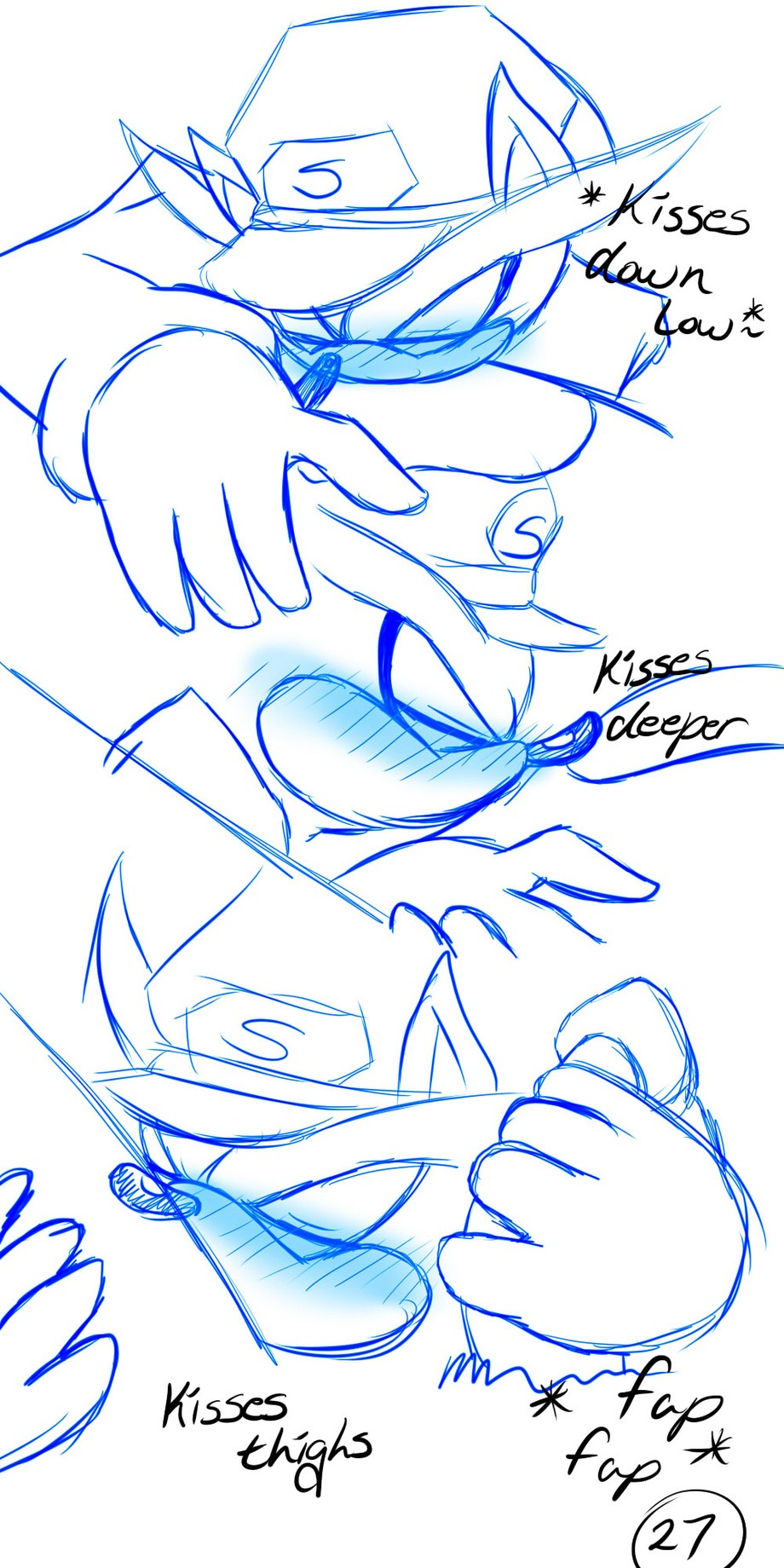 1:2 anthro blush bodily_fluids chest_tuft clothing comic dominant dominant_male duo e621 english_text erection eulipotyphlan fur genitals handjob hat headgear headwear hedgehog hi_res kissing male male/male mammal multiple_scenes penile penis redfirestar rubbing sega sex silver_the_hedgehog sonic_the_hedgehog sonic_the_hedgehog_(series) sweat text tuft