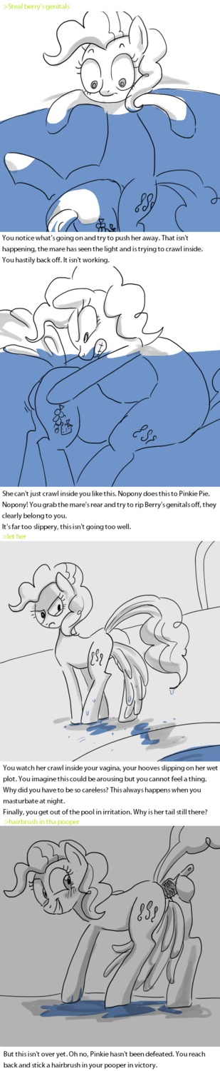 /mlp/ absurd_res angry berry_punch_(mlp) blush brush cutie_mark duo e621 earth_pony english_text equid equine female feral friendship_is_magic hair hairbrush hasbro hi_res horse long_image mammal my_little_pony pinkie_pie_(mlp) pony quadruped smile tail tall_image text unknown_artist vore