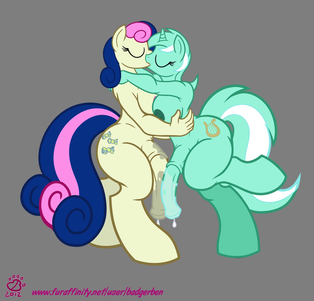 2012 alpha_channel anthro anthrofied badgerben big_penis bodily_fluids bonbon_(mlp) breasts butt cum cutie_mark duo e621 earth_pony equid equine eyes_closed female fingers flaccid friendship_is_magic genital_fluids genitals gynomorph hair hasbro hi_res horn horse hug intersex kiss_on_lips kissing lyra_heartstrings_(mlp) mammal my_little_pony mythological_creature mythological_equine mythology nipples penis pony tail text unicorn url wide_hips