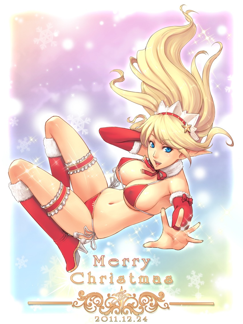 boots breasts christmas female high_heel_boots high_heels janna_windforce league_of_legends nipples_visible_through_clothing panties red_panties rule34 side-tie_panties tagme