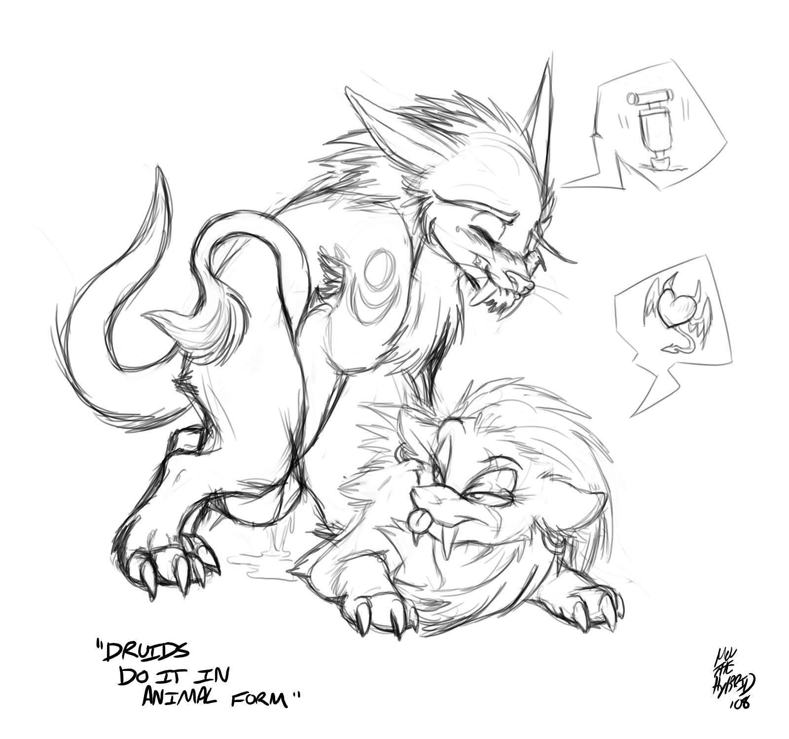 2008 drawn druid female mel_the_hybrid monochrome night_elf rule34 sketch tauren world_of_warcraft