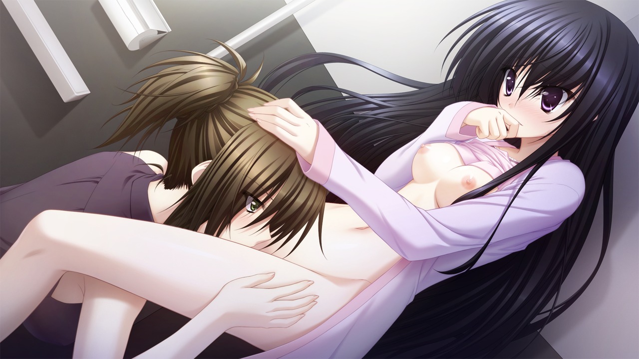 black_hair breasts brown_hair dare_ga_koroshita_komadori_wo female game_cg kawano_ran mahiro_takeumi multiple_females multiple_girls nipples nopan open_clothes open_shirt rule34 shirt ugi_kotori yuri