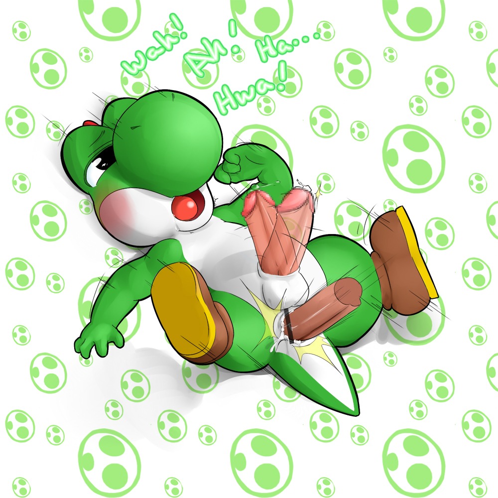 anal anal_sex anus ass blush censored cum cum_in_ass cum_inside cumshot cute dinosaur disembodied_penis drooling erection gay human interspecies male male_only mario_(series) nintendo on_back open_mouth orgasm penetration penis precum rule34 saliva scalie shiroisora spread_legs spreading tail tongue yoshi yoshi's_island
