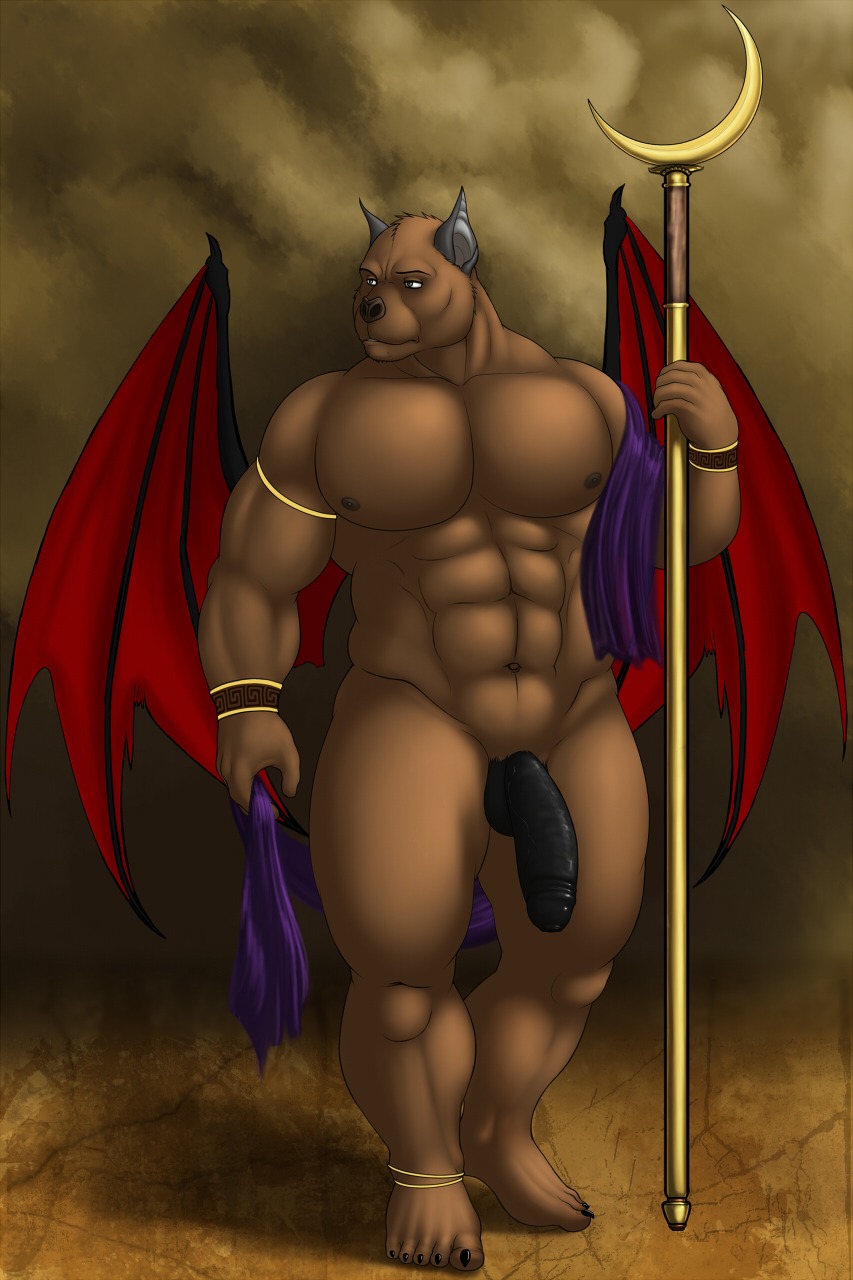 2013 5_toes abs animal_genitalia anthro armband balls bat biceps big_muscles big_penis biped black_claws black_nipples black_nose black_penis bracelet brown_body brown_fur claws e621 feet foreskin fur genitals grey_eyes half-erect hi_res humanoid_genitalia humanoid_penis jewelry looking_away male mammal melee_weapon membrane_(anatomy) membranous_wings muscular muscular_anthro muscular_male nipples nude pecs penis polearm pose presenting retracted_foreskin royalty scarf sheath simple_background solo staff standing toe_claws toes vamp_(character) vamplust vein weapon wings wristband