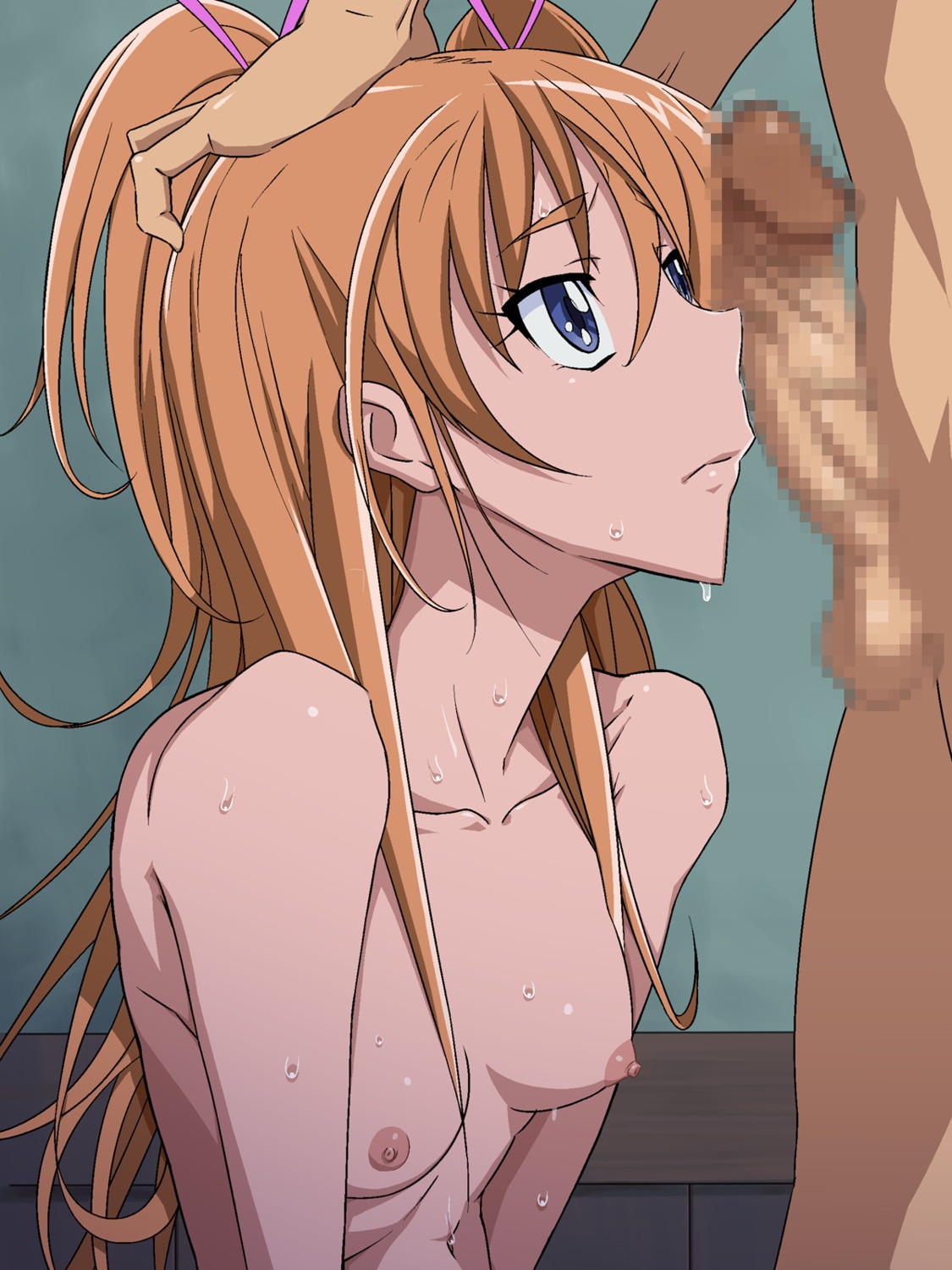 blue_eyes breasts censored female highres houjou_hibiki ice_place male nude penis precure pretty_cure rule34 small_breasts suite_precure sweat