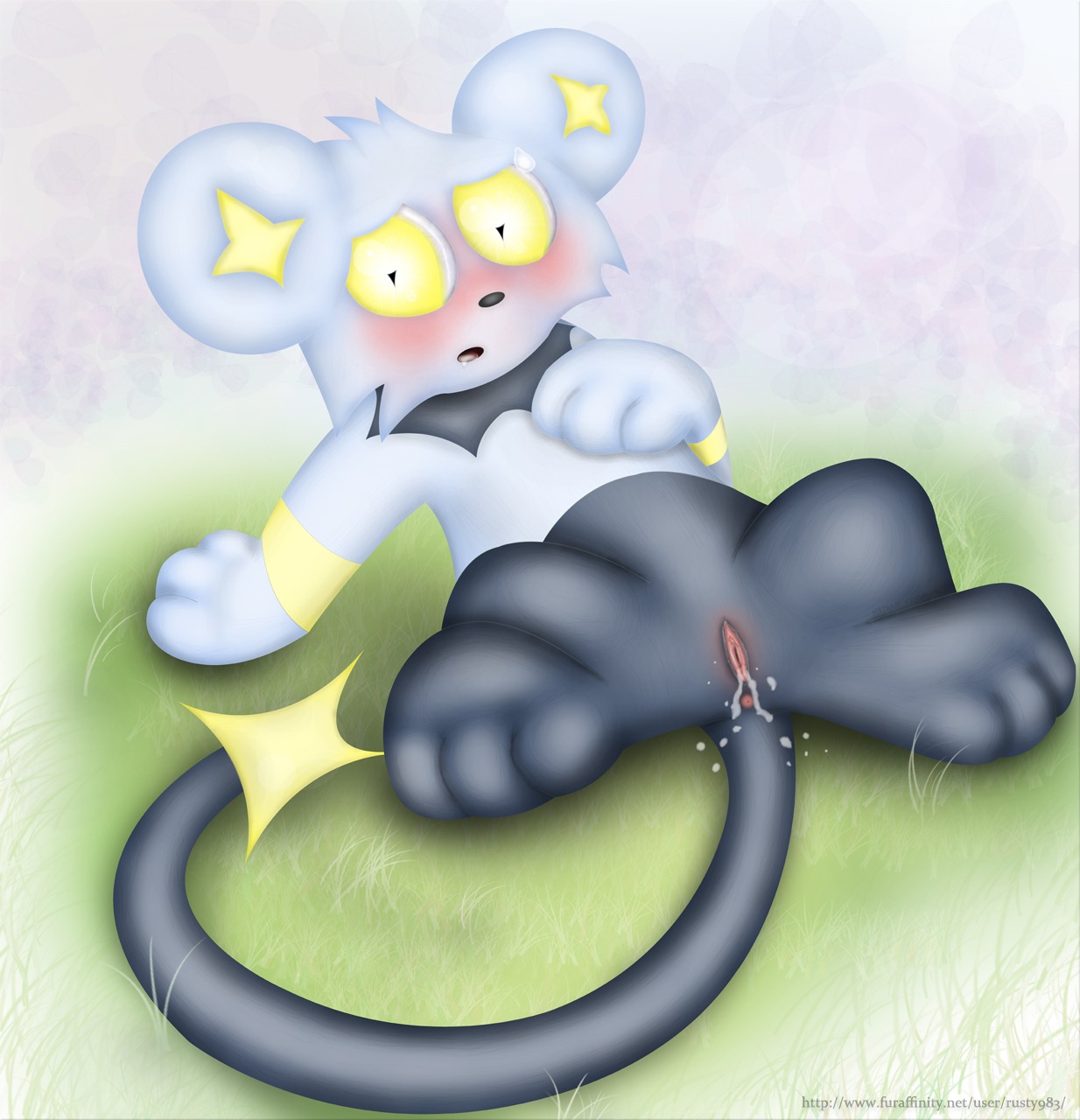 blush color female female_only feral fur nintendo nude pokemon pussy pussy_juice rule34 shinx solo tagme vulva yellow_eyes