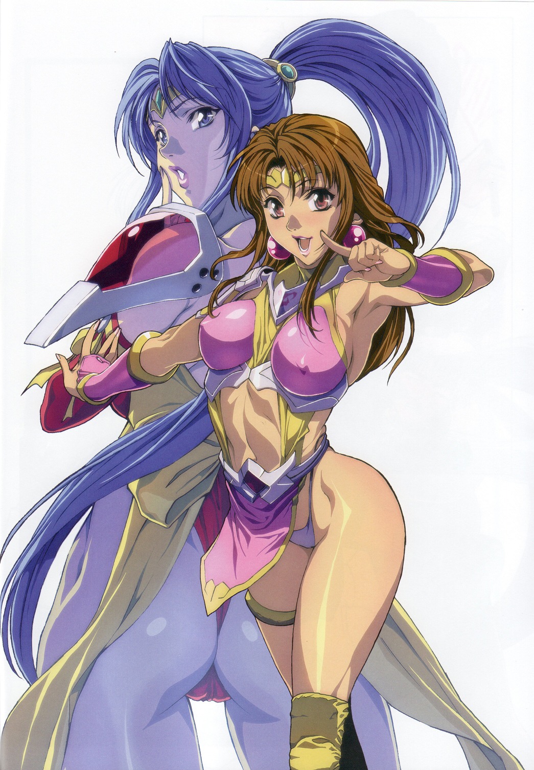 blue_hair clothing female homare_(fool's_art) karin_son panties rule34 shaia_hishizaki tagme voltage_fighter_gowcaizer