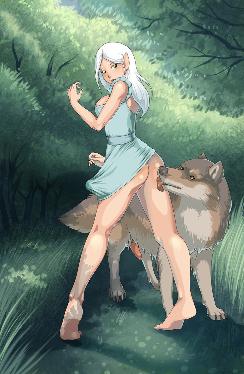 animal_genitalia animal_penis bestiality breasts bulge butt_lick canid canine canine_genitalia canine_penis canis digitigrade duo e621 elf erection feral genitals gynomorph gynomorph_on_feral humanoid humanoid_on_feral intersex intersex_on_feral interspecies knot licking male male_on_humanoid mammal maplemoon penis quadruped tail tongue tongue_out wolf