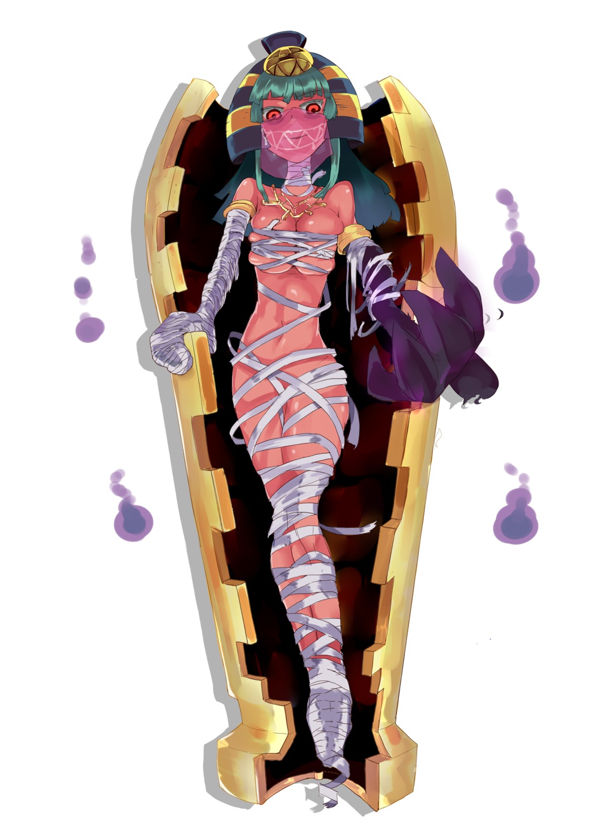 bandage breasts cofagrigus color female female_only gijinka humanized pokemon pokemon_bw red_eyes rule34 solo tagme