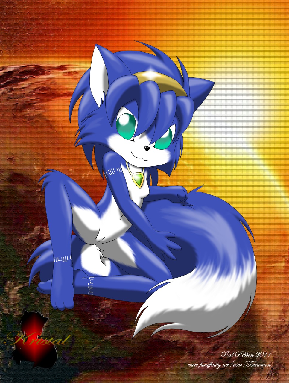 3_toes 4_fingers anthro barefoot black_nose blue_fur blue_hair breasts closed_mouth color female female_only fox front_view fur furry furry_breasts furry_ears furry_tail hair jewelry krystal necklace nude open_eyes pointy_ears pussy rule34 short_hair solo star_fox tail teal_eyes vulva white_fur