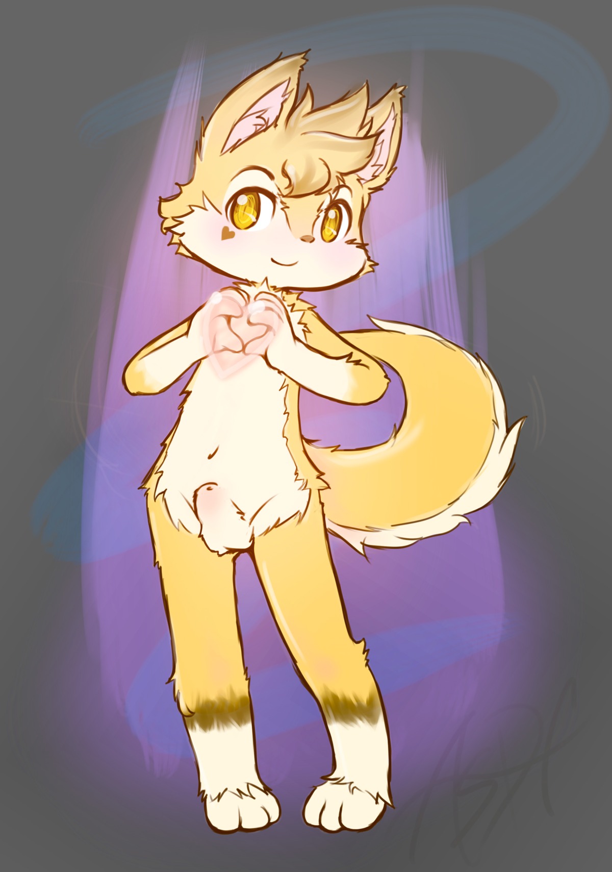 absurd_res anatomically_correct anatomically_correct_genitalia animal_genitalia anthro asdfjkl03 attached_sheath balls blush canid canine canis digital_media_(artwork) domestic_dog e621 fully_sheathed fur genitals heart_symbol hi_res husky looking_at_viewer male mammal navel nordic_sled_dog nude penis sheath simple_background smile solo spitz tail white_balls white_sheath yellow_eyes young young_anthro young_male