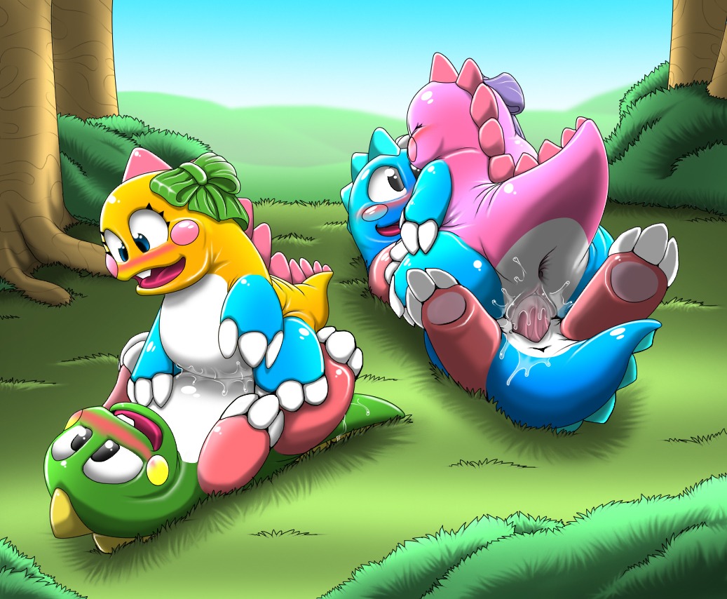 3_fingers :d accessory anus barefoot black_eyes blue_eyes blush bob_(bubble_bobble) bodily_fluids bow_(feature) bow_accessory bow_ribbon brother_(lore) brothers_(lore) bub_(bubble_bobble) bubble_bobble bubble_dragon buckteeth butt claws cowgirl_position cum cum_in_vagina cum_inside cum_on_belly cum_on_body cum_on_tail cum_on_vulva detailed_background dragon e621 erection eyes_closed feet female female_on_top feral fingers from_front_position genital_fluids genitals glistening grass group hair_accessory hair_bow hair_ribbon happy kitsune_youkai looking_down looking_up lying male male/female male_on_bottom male_penetrating mythological_creature mythological_scalie mythology nude on_back on_bottom on_top open_mouth orgasm outside pab_(bubble_bobble) peb_(bubble_bobble) penetration penis pink_penis plant raised_arm raised_leg ribbons scalie sex shadow shrub sibling_(lore) sky smile spread_legs spreading square_enix straddling tail taito teeth toe_claws tongue tree vaginal vaginal_penetration vulva wood