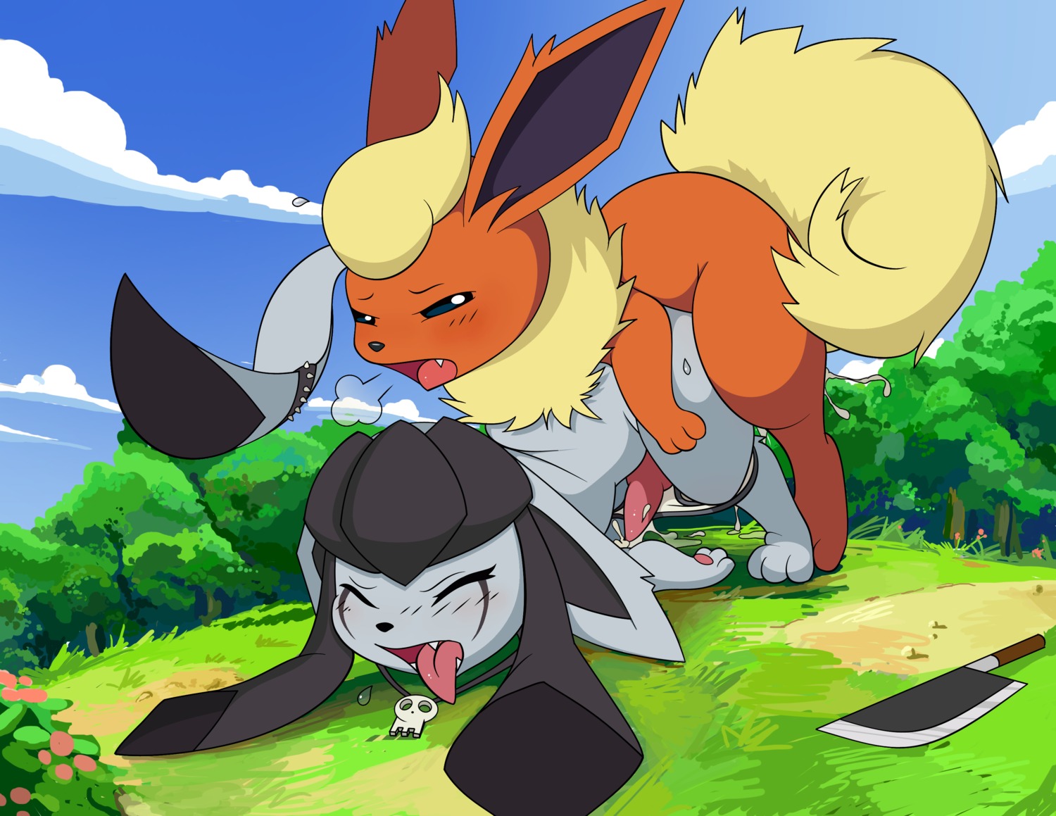absurd_res alternative_fashion anal anal_penetration black_nose blush bodily_fluids breath clothing cloud conditional_dnp cum cum_in_ass cum_inside cum_on_ground cum_while_penetrated cumshot detailed_background duo e621 eeveelution ejaculation erection feral flareon forest fur generation_1_pokemon generation_4_pokemon genital_fluids genitals glaceon goth hands-free hi_res jewelry knife knot male male/male male_penetrated male_penetrating male_penetrating_male nature necklace nintendo open_mouth orgasm orgasm_face outside panting pawpads pendant penetration penis pink_pawpads pink_penis pink_tongue plant pokemon pokemon_(species) sex sky tail teeth tongue tree tricksta underwear
