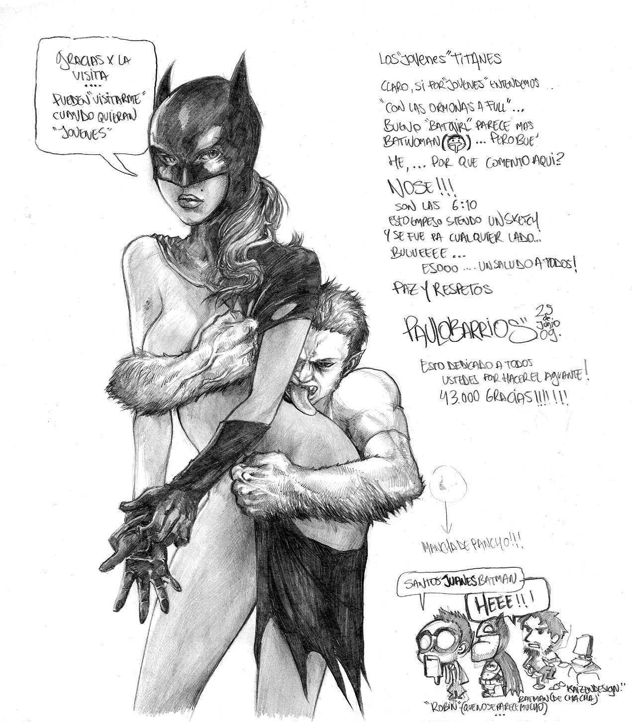 barbara_gordon batgirl batman batman_(bruce_wayne) batman_(series) beast_boy breasts bruce_wayne dc dc_comics dick_grayson female male male/female medium_breasts monochrome robin_(dc) robin_(dick_grayson) rule34 straight straight_hair teen_titans