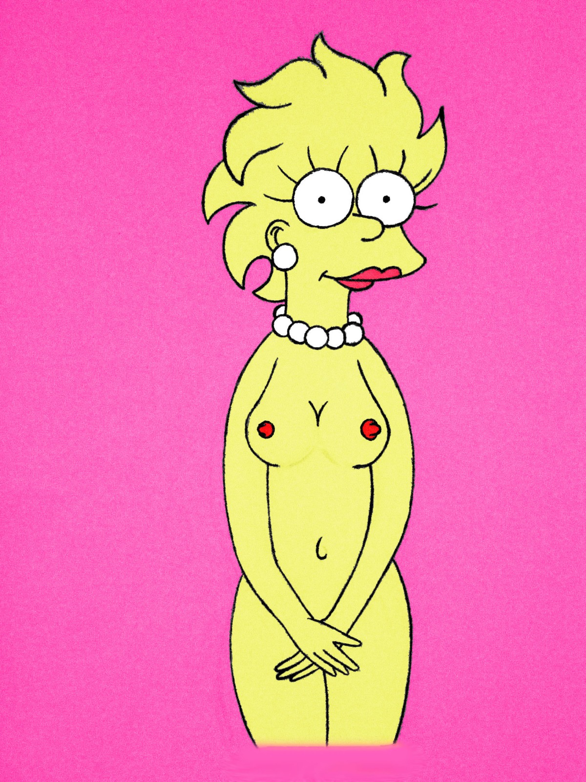 20th_century_studios accurate_art_style aged_up breasts covering female female_only front_view human lisa_simpson nipples nude rule34 solo standing tagme the_simpsons toony yellow_body yellow_skin