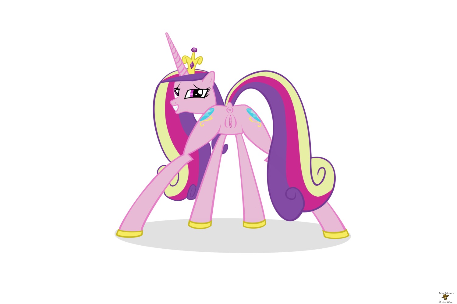 3:2 anus crown cutie_mark e621 equid equine female friendship_is_magic genitals hasbro headgear hi_res horn mammal my_little_pony mythological_creature mythological_equine mythology neckbeardotw presenting princess_cadance_(mlp) raised_tail solo spread_vulva spreading tail unicorn vulva