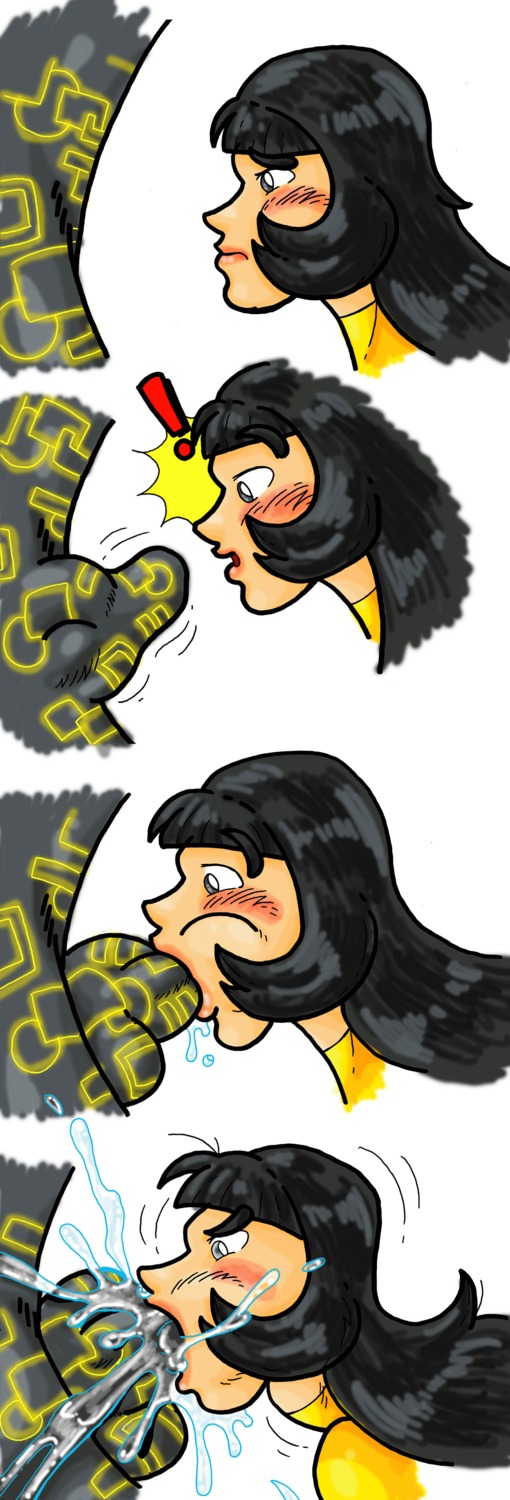 1boy 1girls balls black_hair blush color dark_hair fellatio female karma_(xuan_cao_manh) lesbian_with_male long_hair male marvel marvel_comics new_mutants oral penis rule34 sex straight testicles tyucan warlock_(x-men) white_background x-men