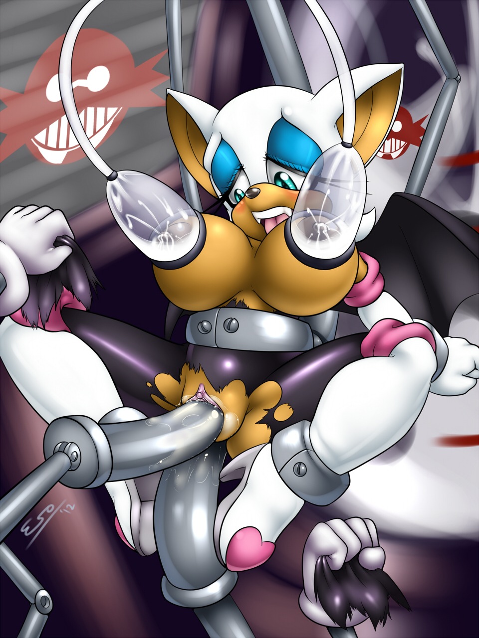 3:4 anal anal_penetration anthro bat bdsm big_breasts blue_eyes blue_eyeshadow blush bodily_fluids bondage boots bound breast_milking breasts clitoris clothing dildo dr._eggman e621 eyeshadow female footwear forced fucking_machine genital_fluids genitals gloves handwear hi_res high_heeled_boots high_heels lactating legwear machine makeup mammal milk nipples open_mouth penetration pherociouseso rape robot rouge_the_bat sega sex sex_toy shoes sonic_the_hedgehog_(series) spread_legs spreading thigh_boots thigh_highs tongue tongue_out torn_clothing vaginal vaginal_fluids vulva