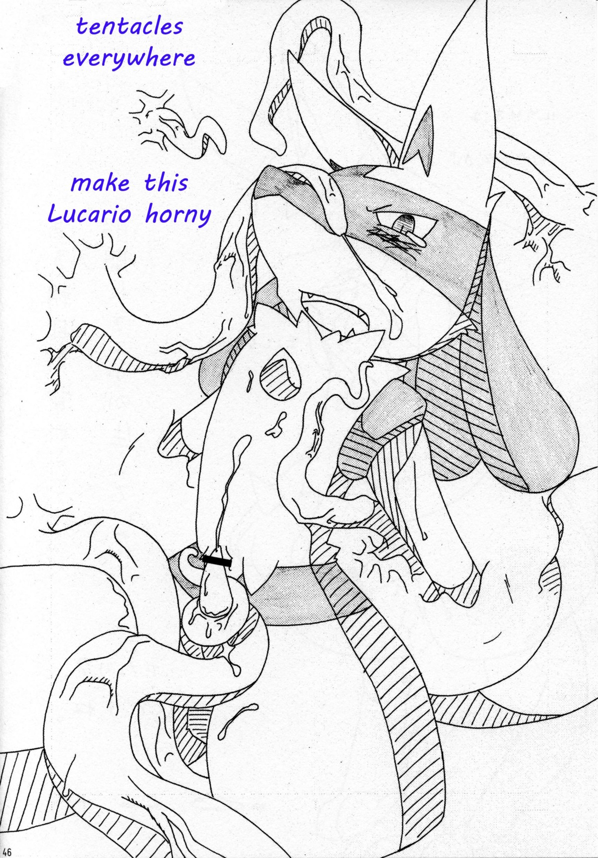 censored cum cumshot fur futanari herm intersex lucario nintendo orgasm penis pokemon pokemon_(species) rule34 tentacle