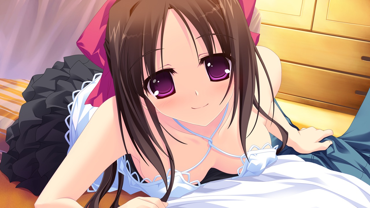 ama_ane breasts cleavage close female game_cg kikurage purple_eyes rule34 yashima_otome