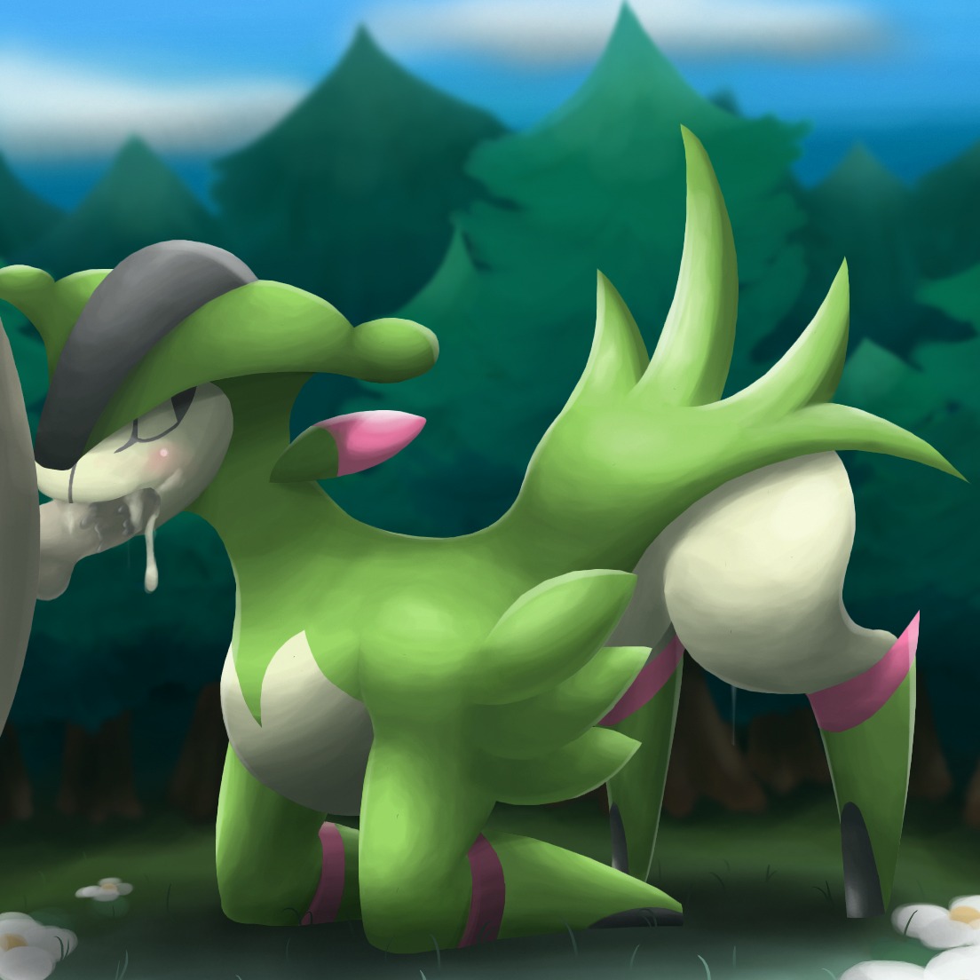 1:1 ambiguous_gender ass_up blush bodily_fluids cum cum_in_mouth cum_inside duo e621 erection eyes_closed faceless_character faceless_male fellatio feral generation_5_pokemon genital_fluids genitals legendary_pokemon male male/ambiguous male_penetrating nintendo ole oral oral_penetration penetration penile penis pokemon pokemon_(species) sex solo_focus virizion