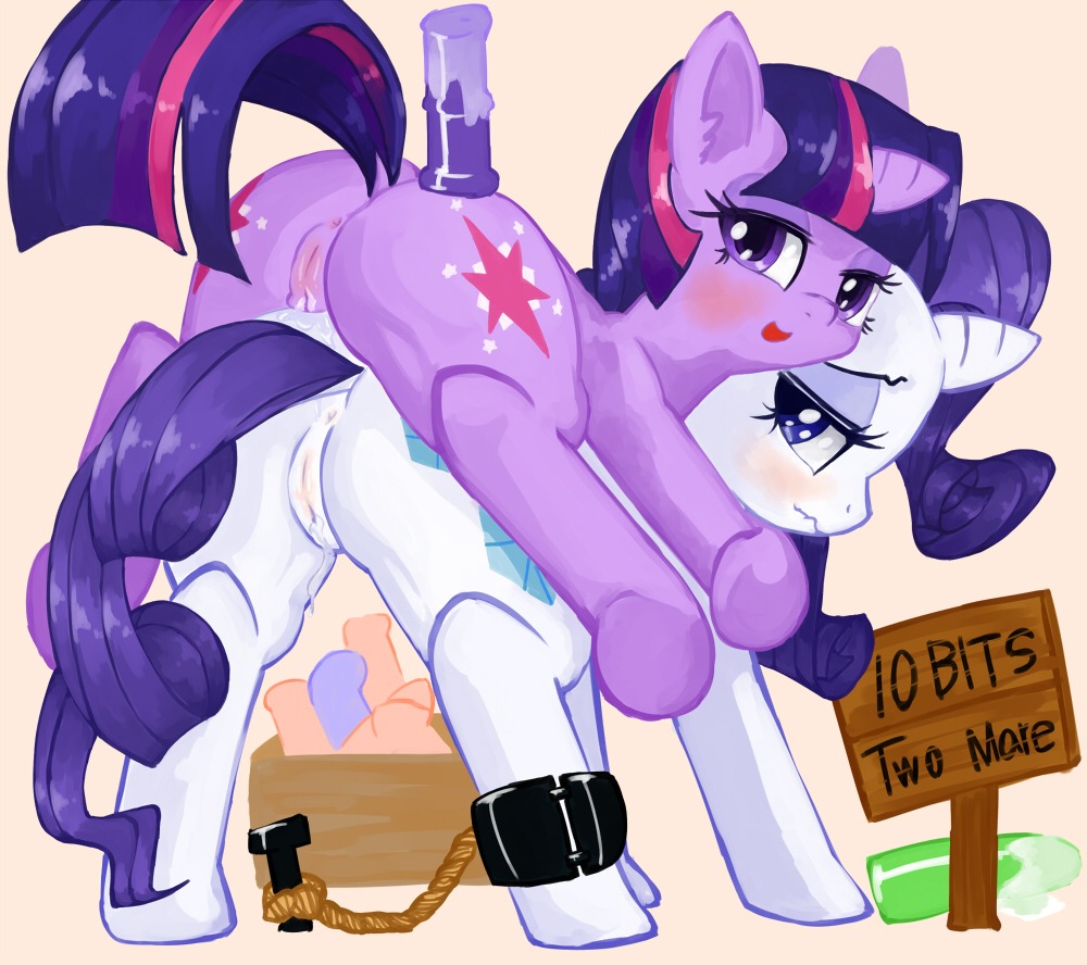 2013 anus blue_hair blush bodily_fluids bound cutie_mark dildo duo e621 english_text equid equine female feral friendship_is_magic fur genital_fluids genitals hair hasbro horn looking_at_viewer looking_back mammal multicolored_hair my_little_pony mythological_creature mythological_equine mythology ponylicking presenting prostitution purple_body purple_fur purple_hair rarity_(mlp) sex_toy text twilight_sparkle_(mlp) two_tone_hair unicorn vaginal_fluids vulva white_body white_fur