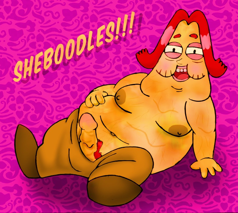cartoon_network chowder male male_focus male_only nipples orange_body paint34 penis pink_background pubic_hair purple_background red_hair redhead rule34 todd_(chowder)