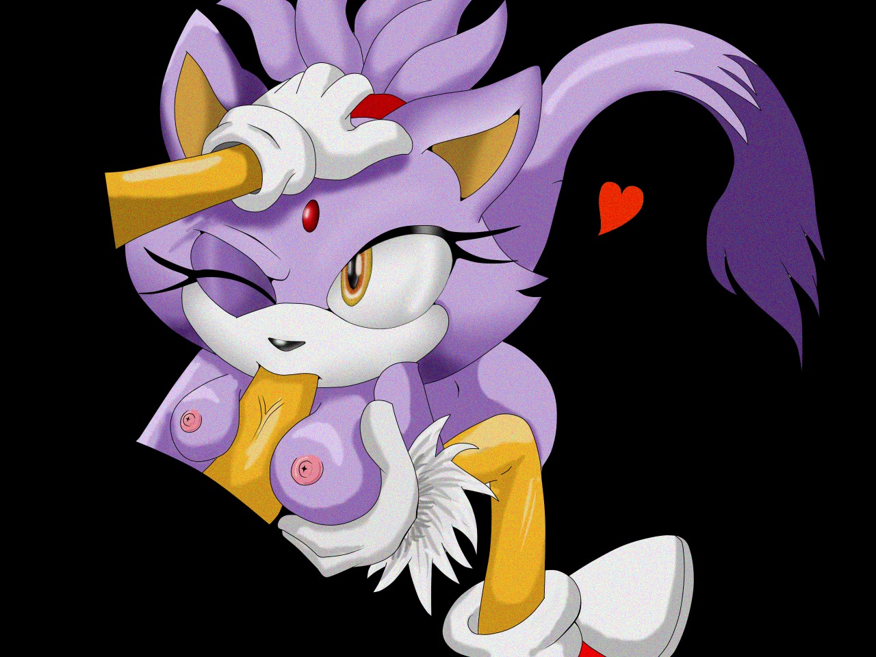4:3 amber_eyes anthro blaze_the_cat breast_play breasts canid canine clothing domestic_cat duo e621 erection felid feline felis fellatio female female_penetrated footwear fox frozesolidfox genitals hair heart_symbol male male/female male_penetrating male_penetrating_female mammal miles_prower nipples nude one_eye_closed oral oral_penetration penetration penile penis purple_hair sega sex shoes sonic_the_hedgehog_(series) spazman tail titfuck