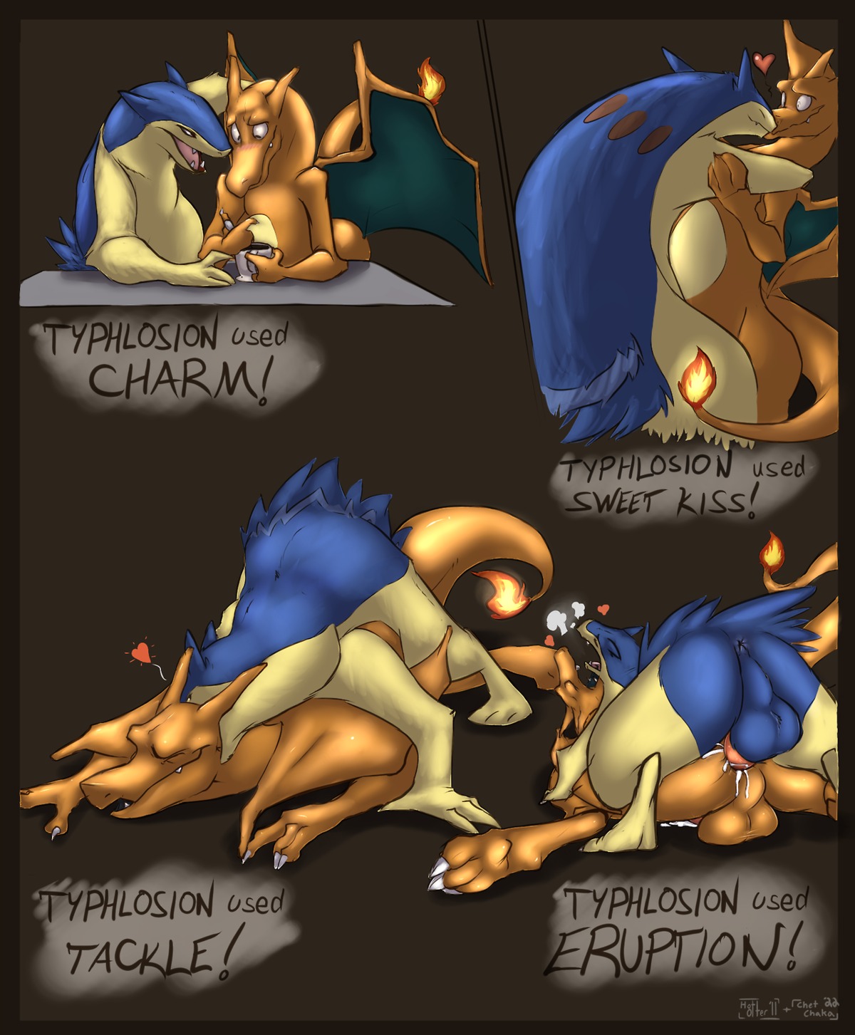 anal anal_orgasm anal_penetration anthro anus avoid_posting balls beverage big_balls bite blush bodily_fluids charizard coffee comic conditional_dnp cum cum_in_ass cum_inside cum_while_penetrated dragon duo e621 ejaculation eyes_closed fire flaming_tail flirting food from_behind_position fucked_silly gameplay_mechanics generation_1_pokemon generation_2_pokemon genital_fluids genitals hands-free heart_symbol hi_res hotterotter interspecies kissing looking_pleasured lying male male/male male_penetrated male_penetrating male_penetrating_male membrane_(anatomy) membranous_wings mythological_creature mythological_scalie mythology nintendo nude orange_body orange_skin orgasm orgasm_face penetration penis pokemon pokemon_(species) prone_bone_position razbuckner scalie sex simple_background speed_bump_position sudden tail typhlosion wings