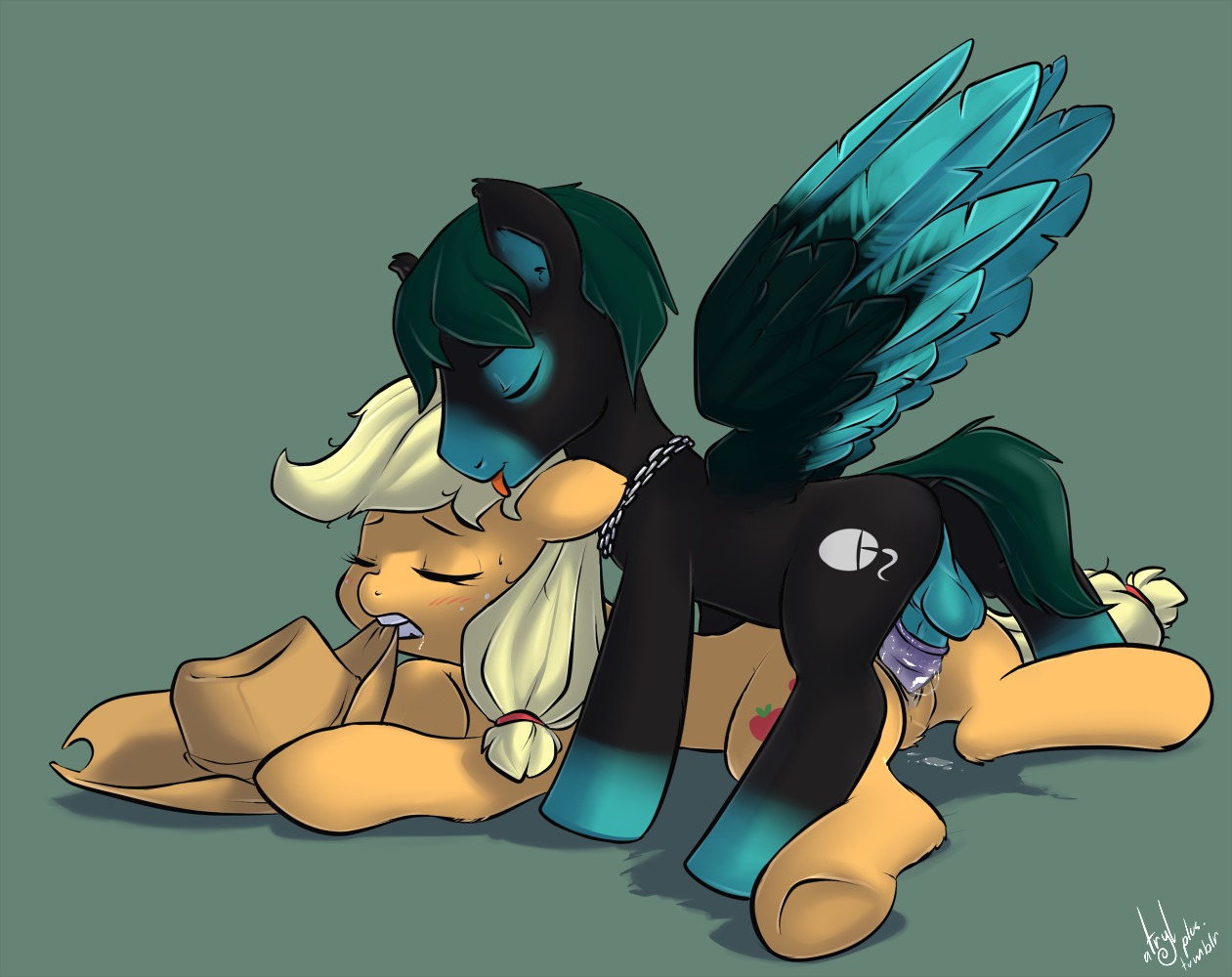 2012 applejack_(mlp) atryl balls blonde_hair blush clothing condom cowboy_hat cutie_mark digital_media_(artwork) duo e621 earth_pony equid equine erection fan_character feathered_wings feathers female female_penetrated feral freckles friendship_is_magic genitals hair hasbro hat headgear headwear horse male male/female male_penetrating male_penetrating_female mammal my_little_pony mythological_creature mythological_equine mythology pegasus penetration penile penile_penetration penis penis_in_vagina pony quadruped safe_sex sex sexual_barrier_device simple_background tail vaginal vaginal_penetration vulva wearing_condom wings