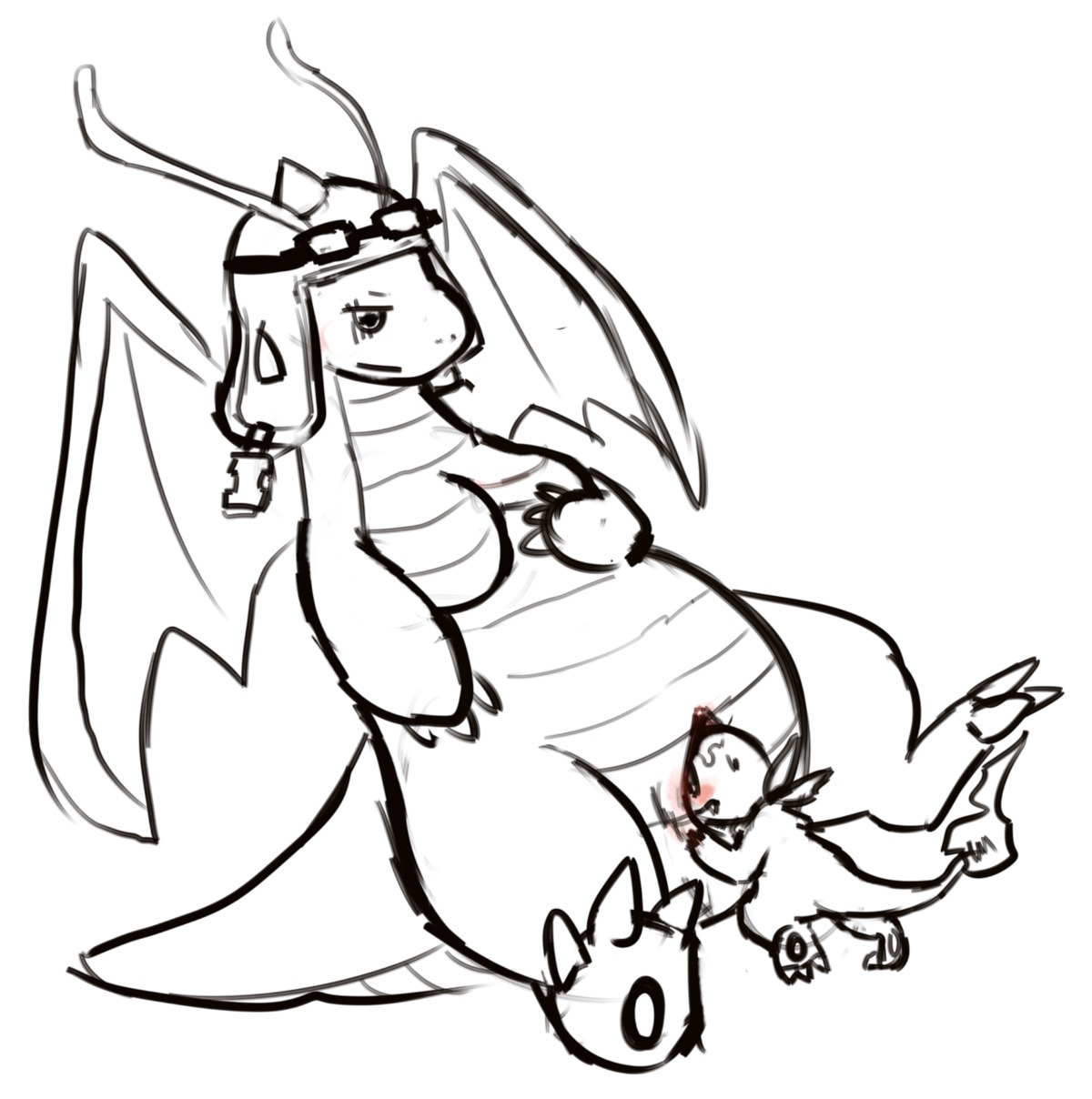 2012 anthro blush breasts charmander digital_drawing_(artwork) digital_media_(artwork) dragonite duo e621 female female_penetrated fire flaming_tail generation_1_pokemon genitals haychel hi_res male male/female male_penetrating male_penetrating_female membrane_(anatomy) membranous_wings monochrome nintendo penetration pokemon pokemon_(species) sex sketch tail unbirthing vaginal vaginal_penetration vore vulva wings