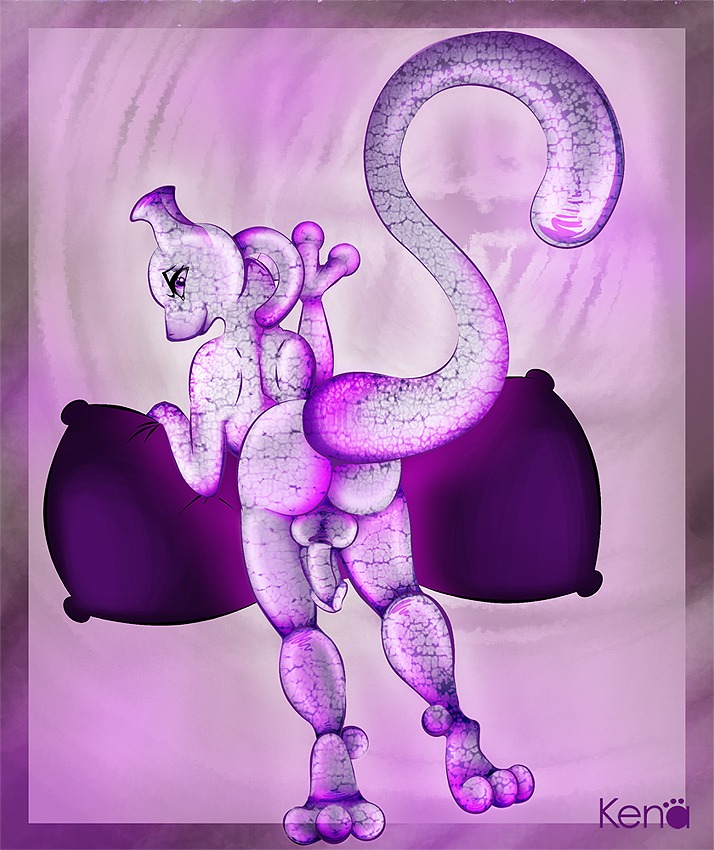 2014 alternate_color anthro backsack balls butt e621 erection felid generation_1_pokemon genitals humanoid_genitalia humanoid_penis kena legendary_pokemon male mammal mewtwo nintendo nude penis pillow pokemon pokemon_(species) psychic solo