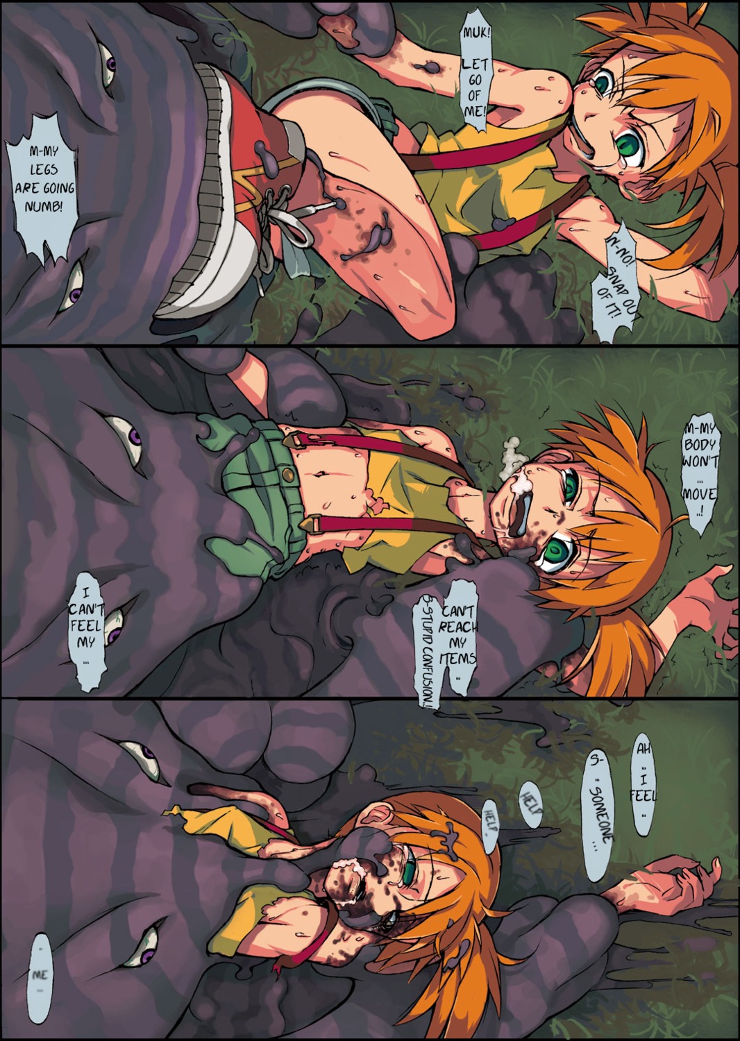 ambiguous_gender attack bodily_fluids clothed clothing comic creepy death duo e621 english_text female female_prey footwear generation_1_pokemon grass green_eyes gym_leader hair hi_res human human_prey imminent_death mammal misty_(pokemon) monster muk navel nightmare_fuel nintendo open_mouth orange_hair outside plant poison pokemon pokemon_(species) pokemon_trainer purple_body purple_eyes sabaku_chitai shoes sneakers snuff suspenders tears text vore