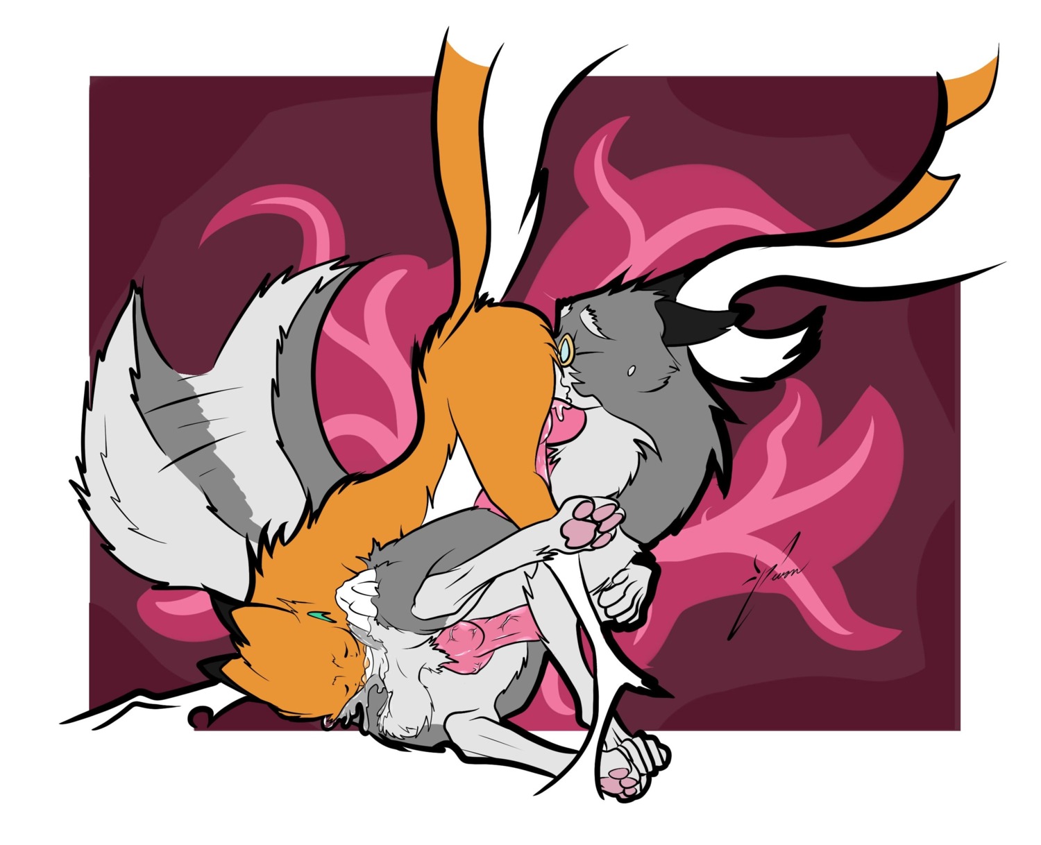 2014 anal anal_penetration animal_genitalia anus balls butt canid canine canis domestic_dog duo e621 erection feral feral_on_feral flower_(magnificent-arsehole) fox fur genitals hi_res husky magnificent-arsehole magnificent-arsehole_(character) male male/male male_penetrated male_penetrating male_penetrating_male mammal nordic_sled_dog nude oral penetration penis sex snout_fuck spitz
