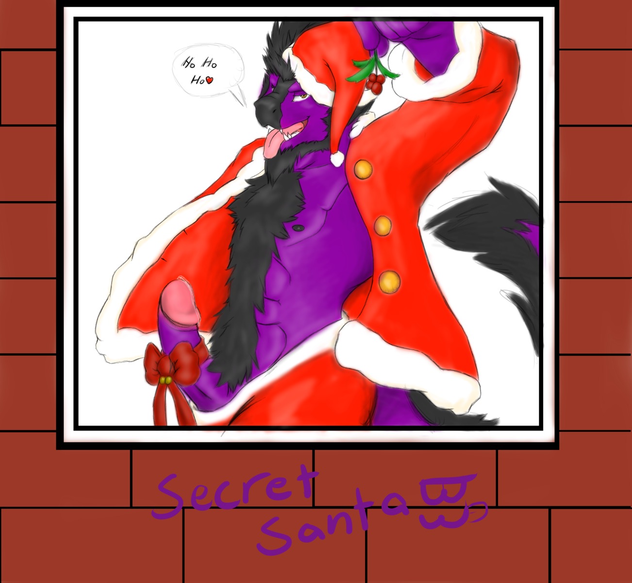 accessory anthro bodily_fluids christmas clothing costume digital_media_(artwork) dragon e621 ecero erection foreskin genital_fluids genitals glans heart_symbol hi_res holidays holly_(plant) humanoid_genitalia humanoid_penis ishigray looking_at_viewer male mythological_creature mythological_scalie mythology nipples penis penis_accessory penis_bow penis_ribbon plant precum pubes retracted_foreskin ribbons santa_claus scalie solo tail tongue tongue_out