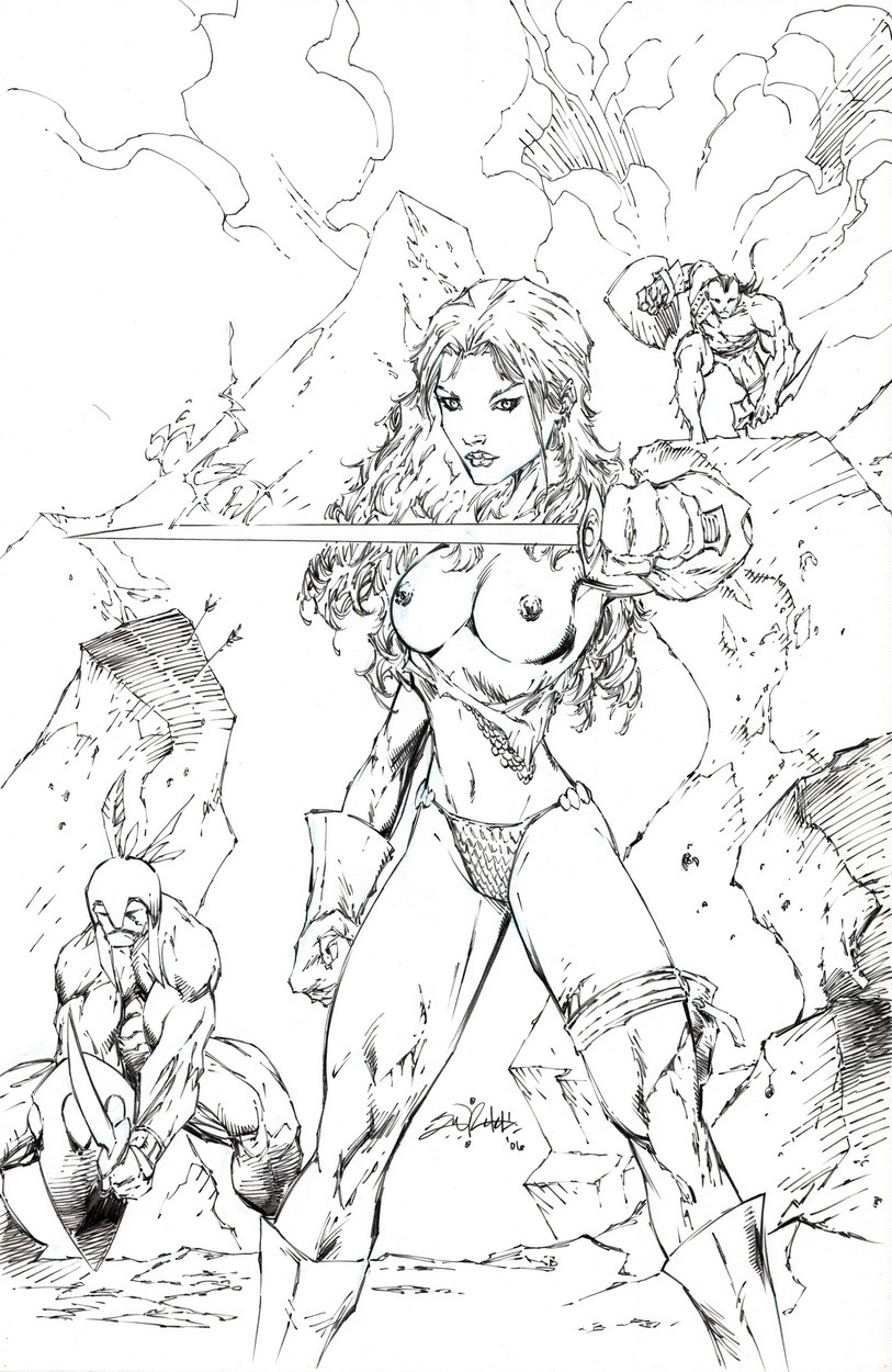 2006 female marvel marvel_comics monochrome red_sonja red_sonja_(comics) rule34 shelby_robertson tagme
