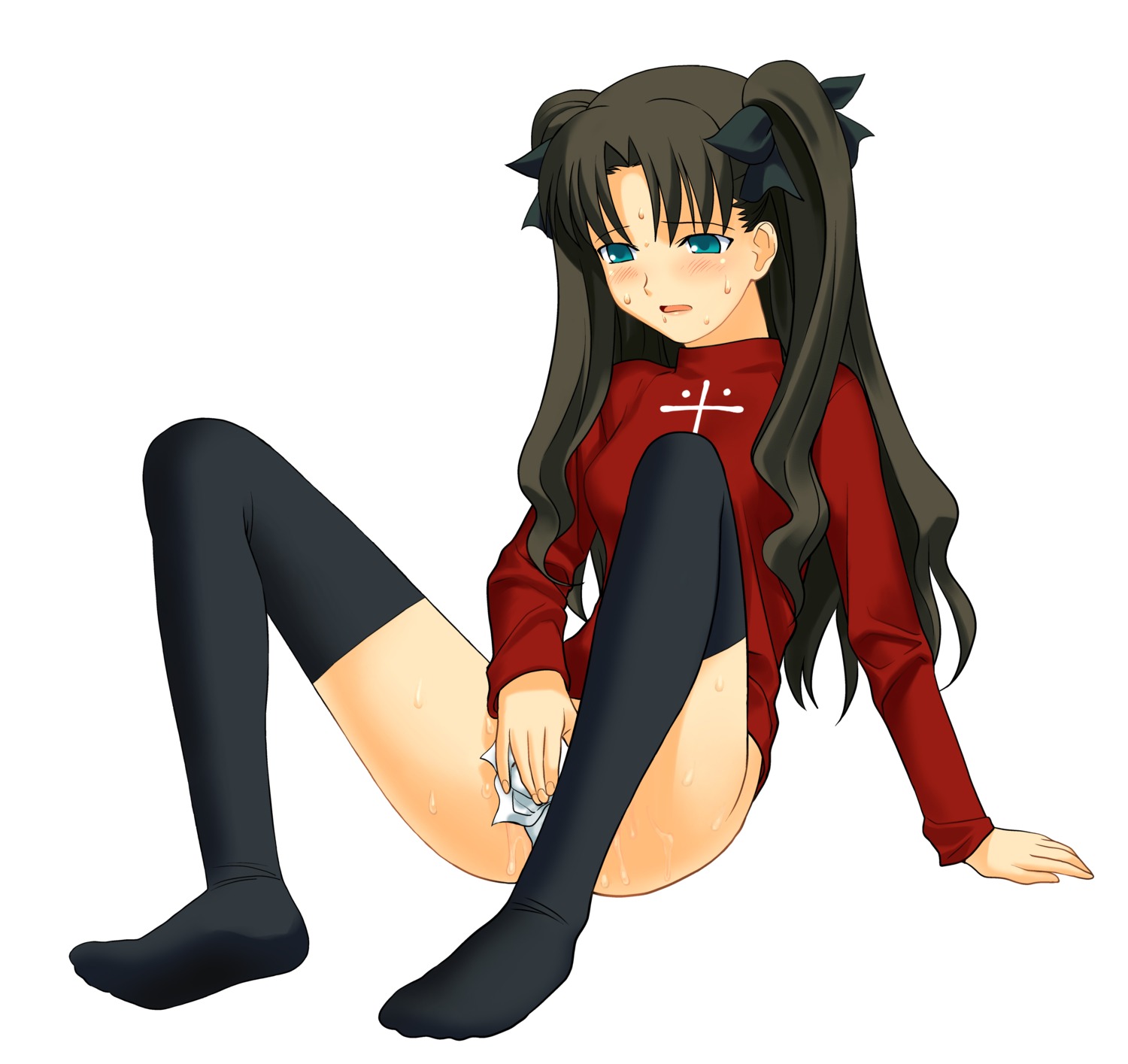 1girls fate/stay_night fate_(series) female female_only initial-g nopan rule34 solo thighhighs tohsaka_rin