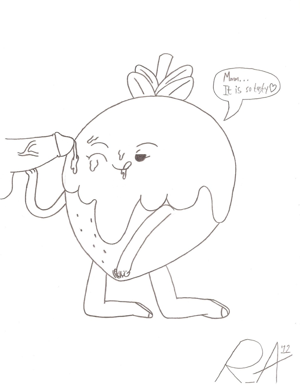 adventure_time black_and_white chocoberry chocolate cum_on_face ejaculation fellatio female kneeling licking_lips male masturbation oral penis pussy random_anon rule34 sketch strawberry