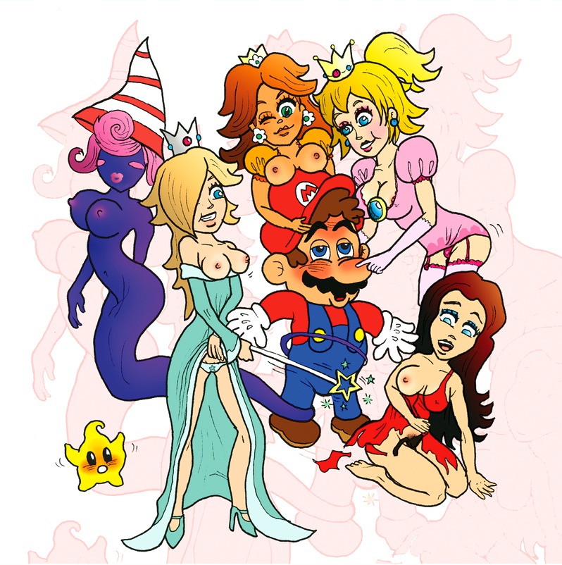 1boy 5girls blonde_hair blue_eyes brown_hair color facial_hair female human humanoid luma male mario mario_(series) masculine_male mature_male mustache nintendo nipples omegajohn paper_mario paper_mario:_the_thousand-year_door pauline pauline_(mario) pink_hair princess_daisy princess_peach princess_rosalina purple_skin rule34 super_mario_bros. toony vivian_(paper_mario)