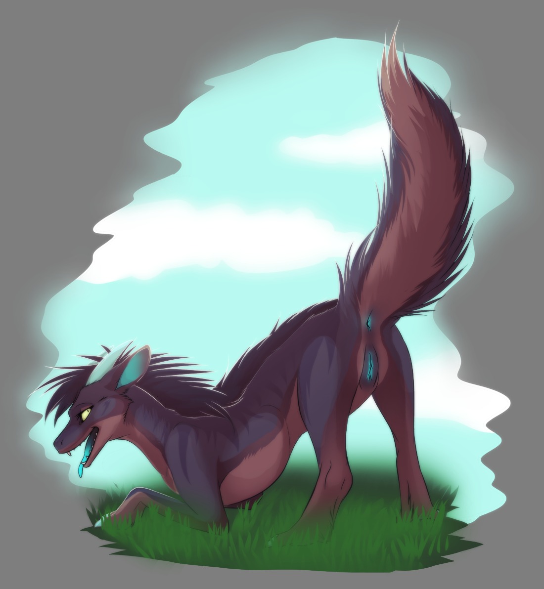 2012 alpha_channel anus ass_up butt dragon e621 female feral fur furred_dragon furred_scalie genitals horn kia_(corvis_shadowpaw) looking_back mythological_creature mythological_scalie mythology presenting presenting_hindquarters raised_tail scalie sidgi solo tail tongue tongue_out vulva