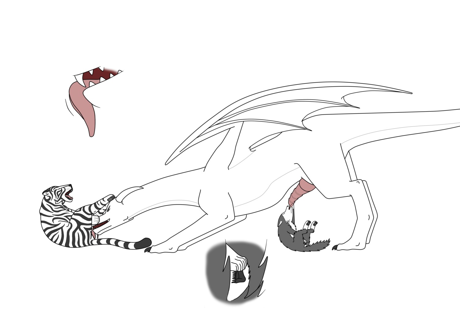 absurd_res anatomically_correct anatomically_correct_genitalia anatomically_correct_vulva animal_genitalia animal_vulva canid canine canine_genitalia canine_vulva canis cunnilingus dragon duo e621 erection eyes_closed felid female feral feral_on_feral fingering fingering_self fur genitals grey_body grey_fur hi_res horn interspecies larger_male licking male male/female mammal masturbation membrane_(anatomy) membranous_wings mythological_creature mythological_scalie mythology oral penis scalie sex simple_background size_difference smaller_female tail teeth tongue tongue_out twindrags unfinished unusual_anatomy unusual_genitalia unusual_penis vaginal vaginal_masturbation vulva white_background wings wolf